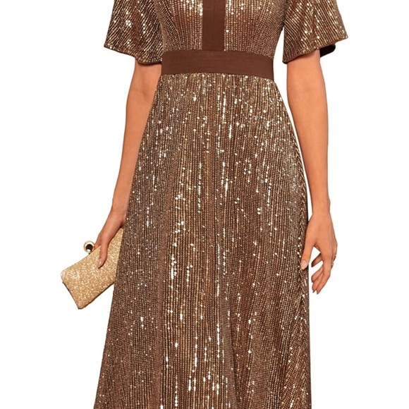 Grace Karin Brown Sequin Midi Dress - Picture 3 of 3